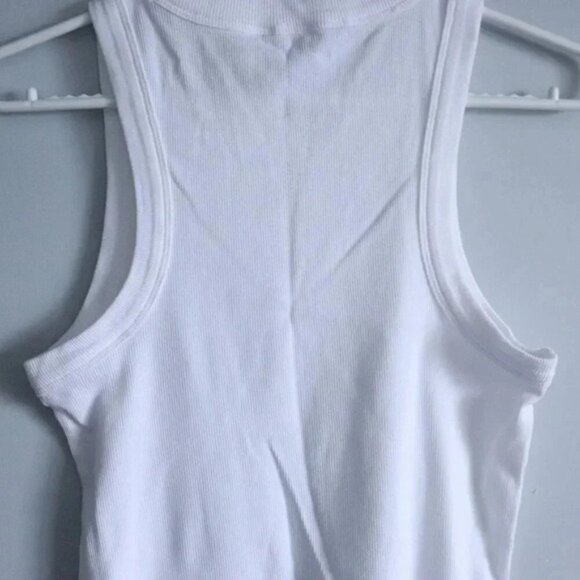 Banana Republic Women's White M Ribbed Racerback Sleeveless Stretch Tank Top - Picture 7 of 11